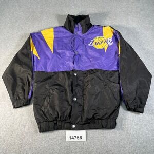 Los Angeles Lakers Windbreaker Jacket Mens L Black J.C. Fashion Basketball NBA